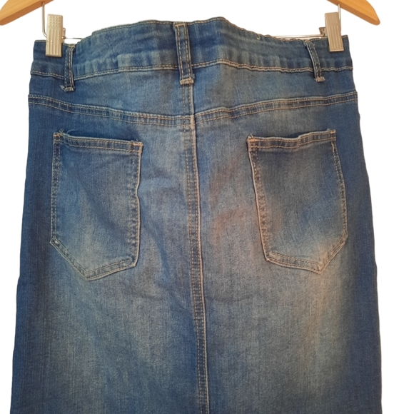 Jack David Distressed Denim Jean Skirt - Picture 3 of 6